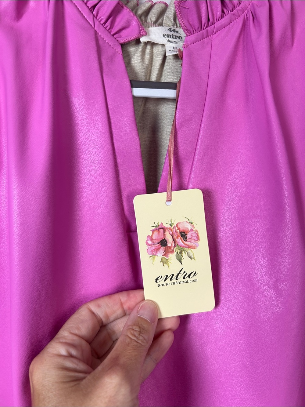 entro Fuchsia Pink Puff Sleeve Shift Dress - Picture 2 of 6